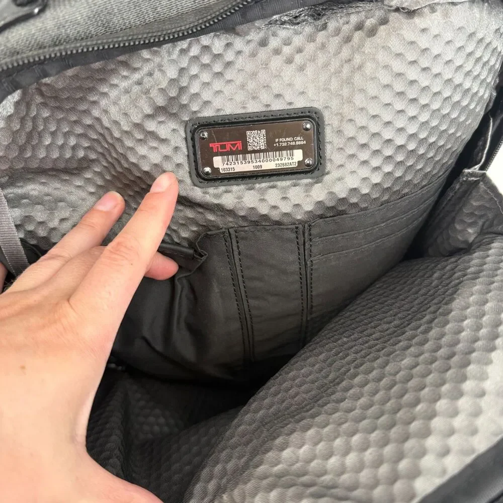 Tumi Alpha Bravo Davis Black Backpack Laptop Carry Bag Nylon Leather Travel